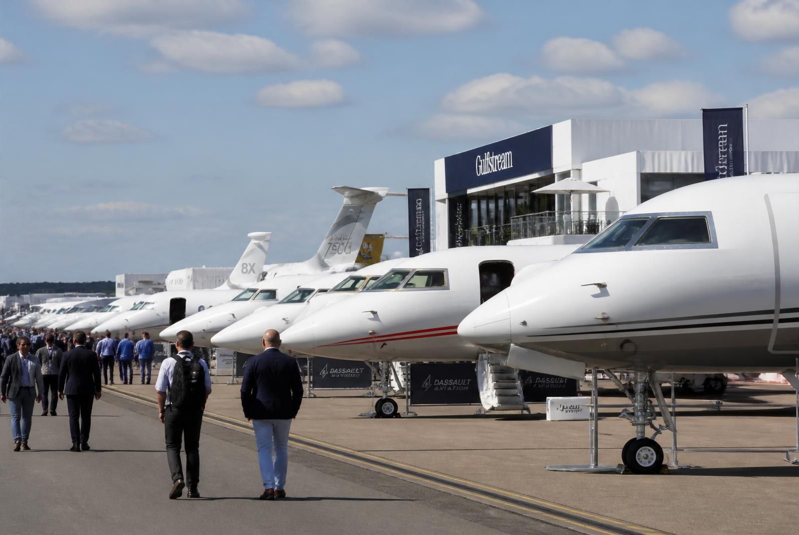Farnborough International Airshow at Farnborough, Hampshire - chauffeured arrivals by K2 Chauffeur.