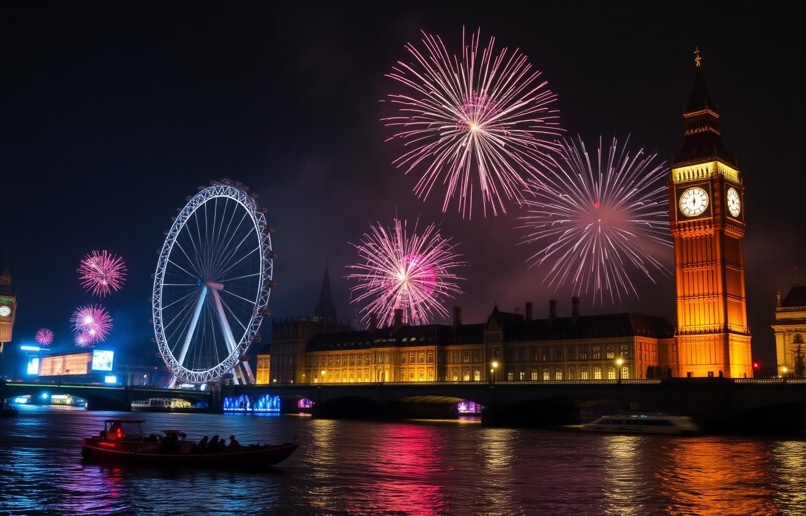 New Year's Eve Fireworks at Central London - chauffeured arrivals by K2 Chauffeur.