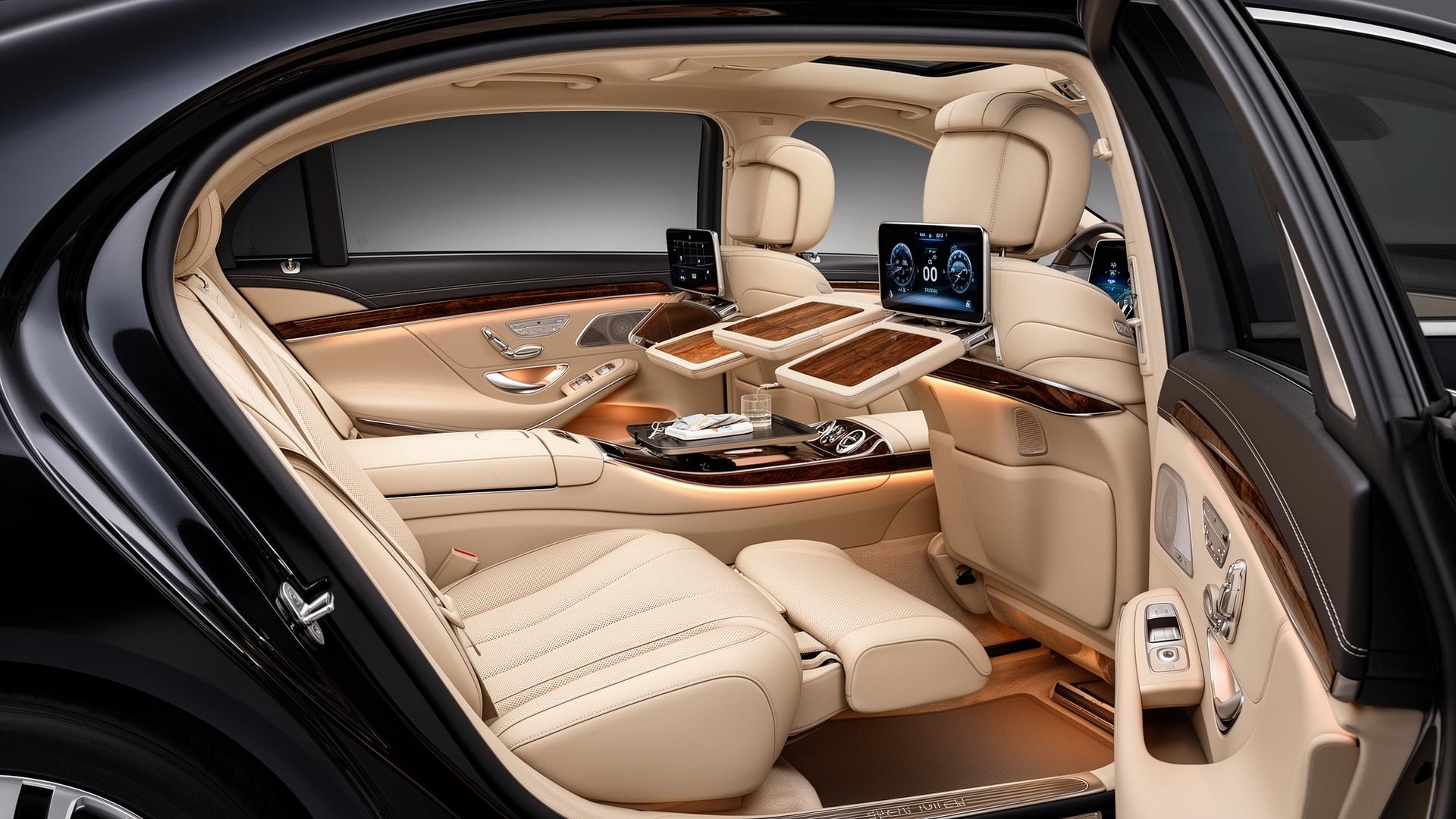 Mercedes S-Class rear cabin with cream nappa leather
