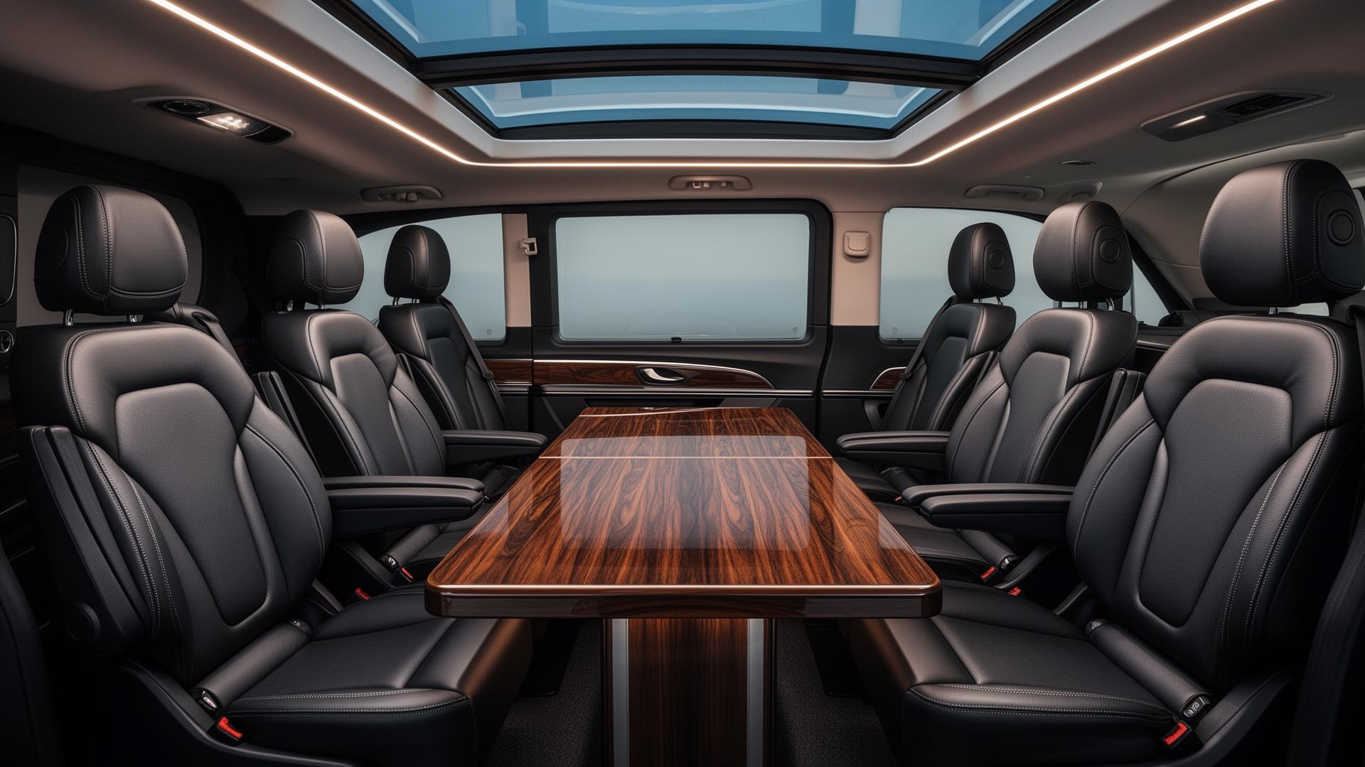 Mercedes V-Class six captain's chairs around a centre conference table