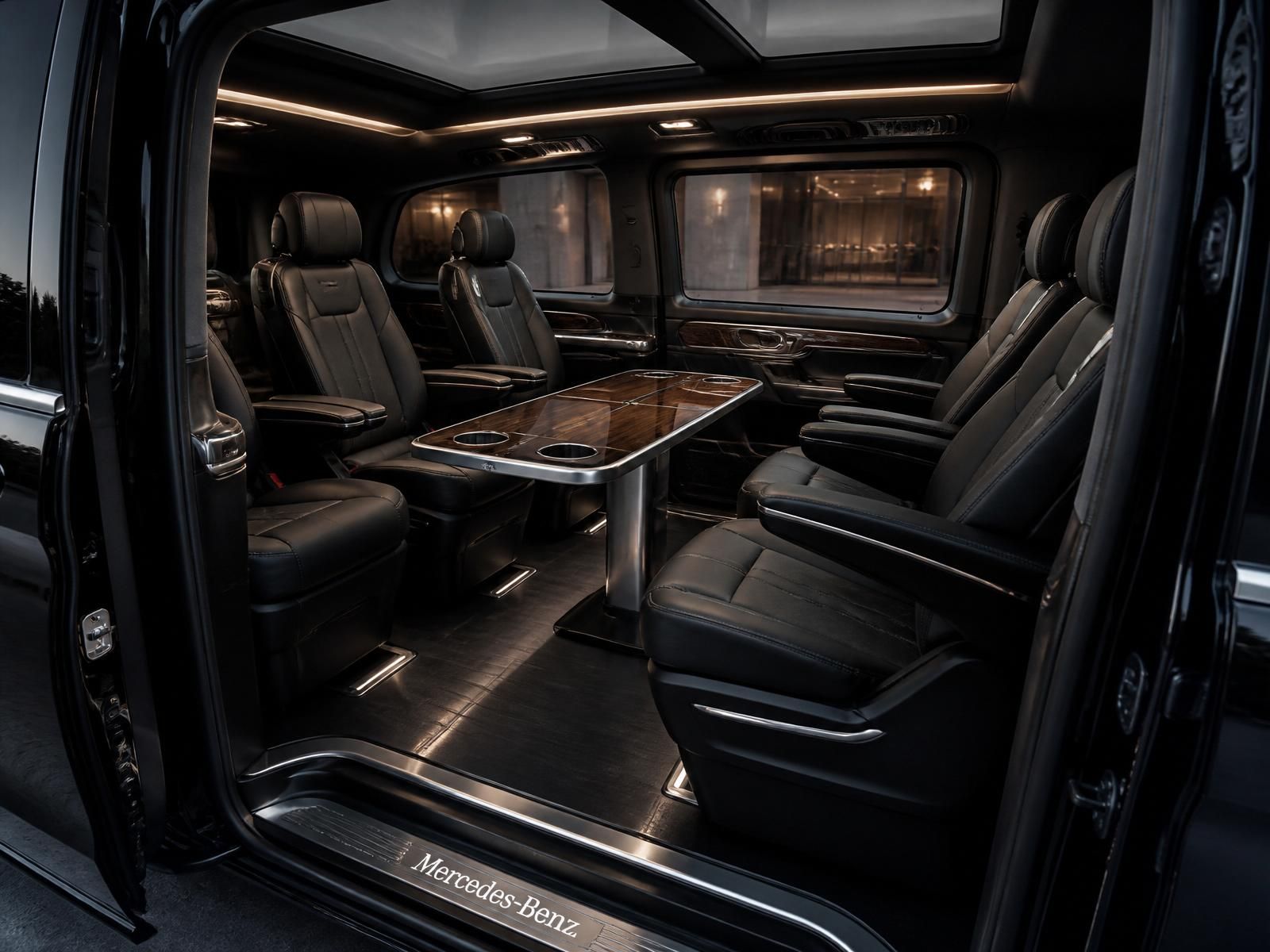 Mercedes V-Class six captain's chairs around a centre conference table